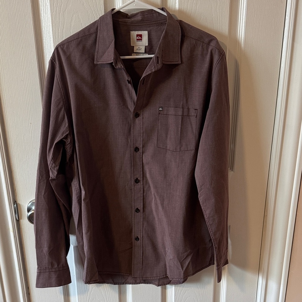 Quicksilver Men’s  Brown Button-Up Shirt